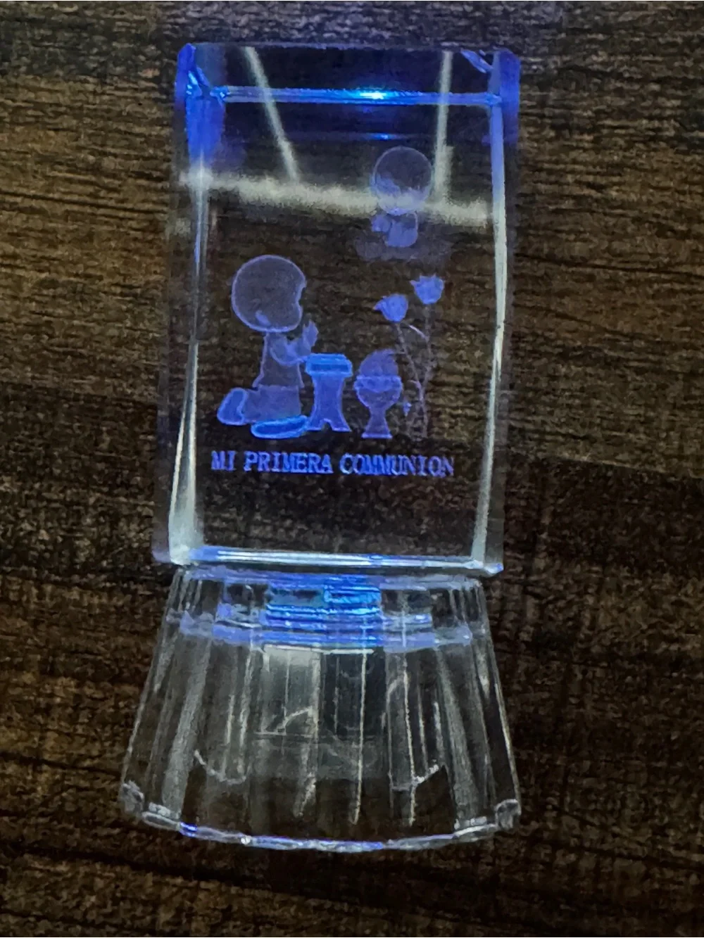 First Communion 3D Laser Etched Crystal LED Light Up Statue Keepsake Gift New